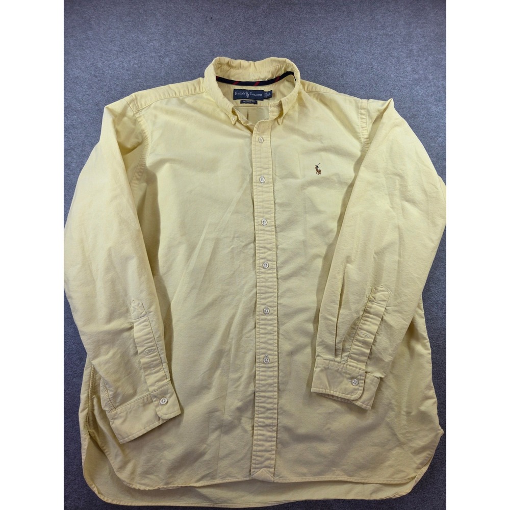 Ralph Lauren Mens XL Yellow Classic Fit Oxford Long Sleeve Button Down Shirt EUC
